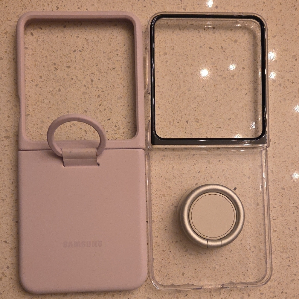 💯 Auth Samsung Lavender 🪻 + Hard Clear Ring ZFlip 5 Cases